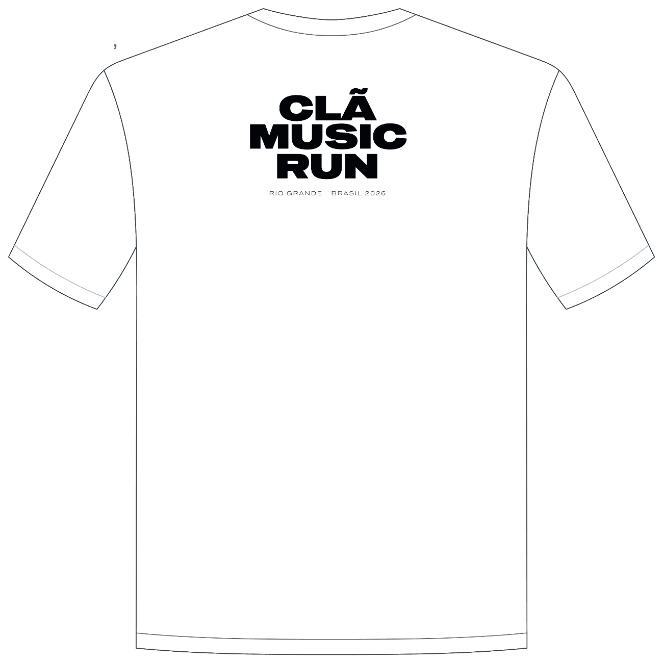Camiseta oficial do CLÃ Music Run, costas