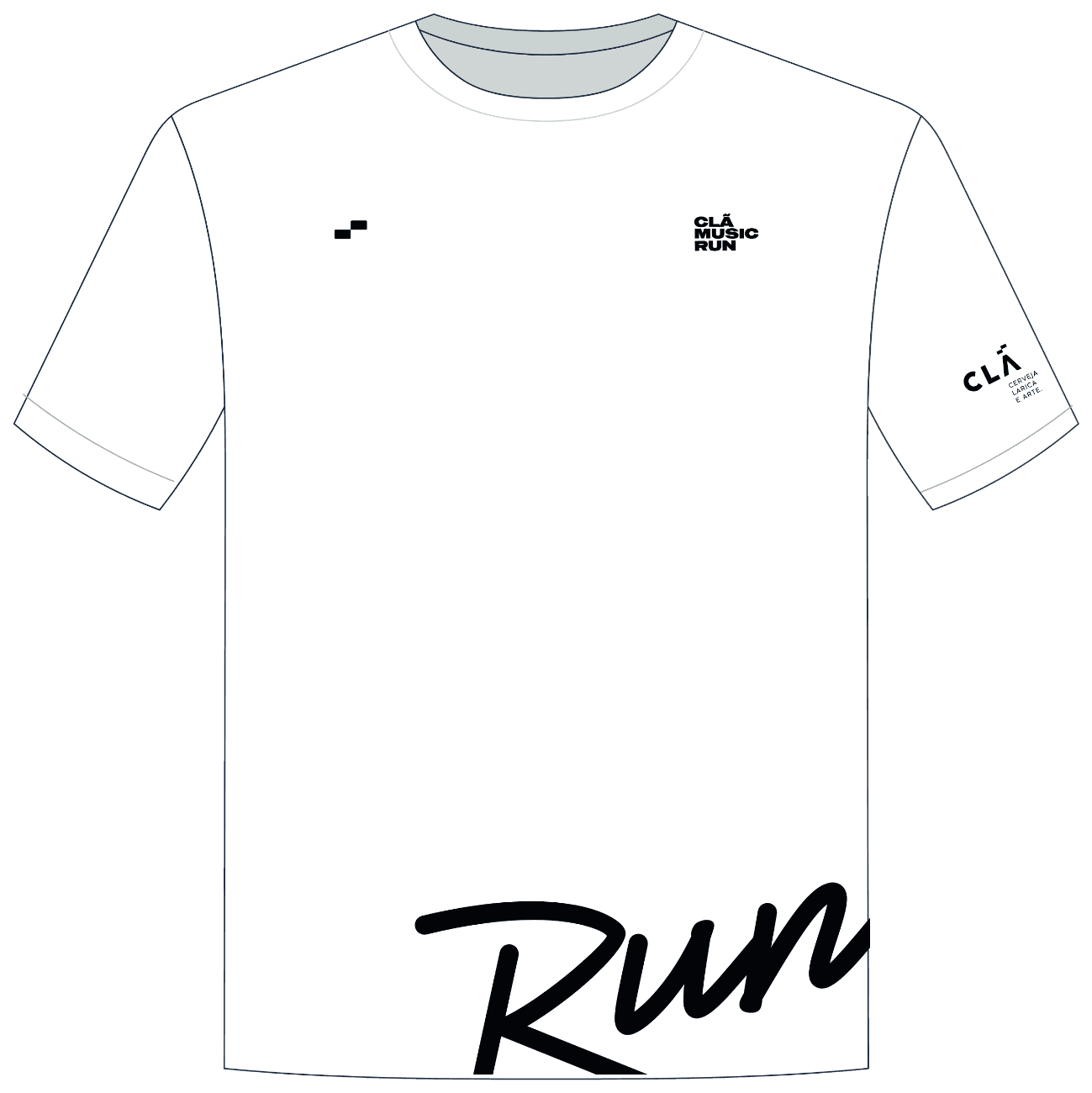 Camiseta oficial do CLÃ Music Run, frente